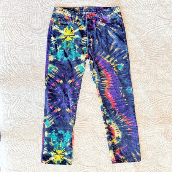 mnml Jeans Men’s 32 Multicolor Denim Tie Dye Hippie Festival Boho Streetwear - Picture 1 of 13